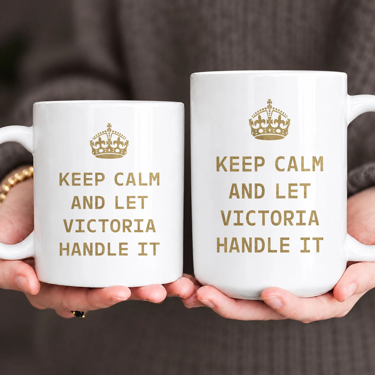 Keep Calm And Let Your Name Handle It Red Crown Mug VICTORIA 13K1 MG32