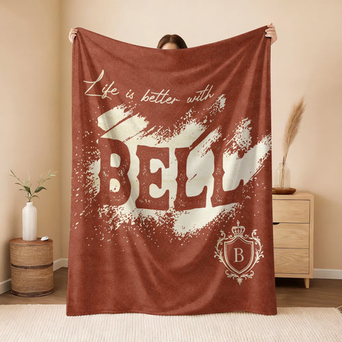 Life Is Better With Your Name Terracotta Cream Fleece Blanket BELL 13K1 BK30
