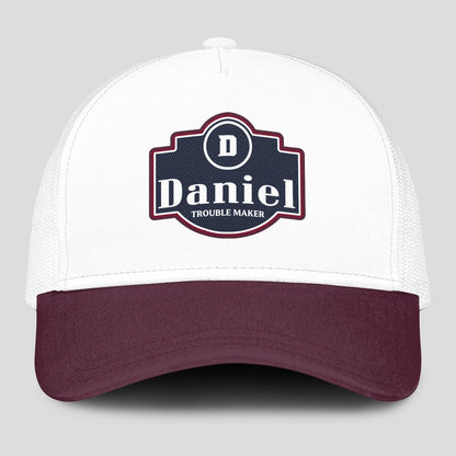 Trouble Maker Burgundy And White Funny Mesh Cap DANIEL 13K1 C201PF