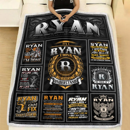 RYAN Personalized Blanket | Custom Name Cozy Throw Gift 13K1-BK2