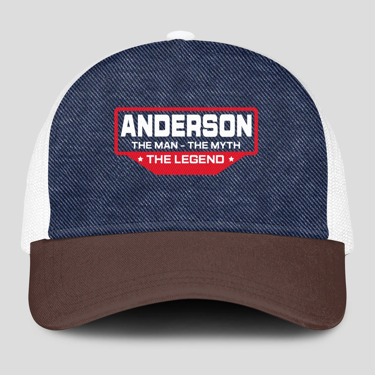 The Man The Myth The Legend Navy Brown And White Mesh Cap ANDERSON 13K1 C200PF