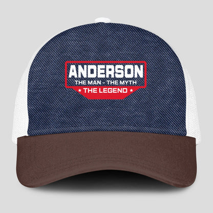 The Man The Myth The Legend Navy Brown And White Mesh Cap ANDERSON 13K1 C200PF