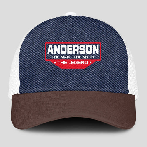The Man The Myth The Legend Navy Brown And White Mesh Cap ANDERSON 13K1 C200PF