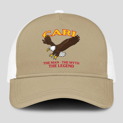 The Man The Myth The Legend Eagle Khaki Mesh Cap CARL 13K1 C210PF