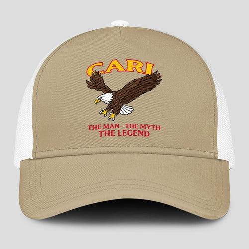 The Man The Myth The Legend Eagle Khaki Mesh Cap CARL 13K1 C210PF