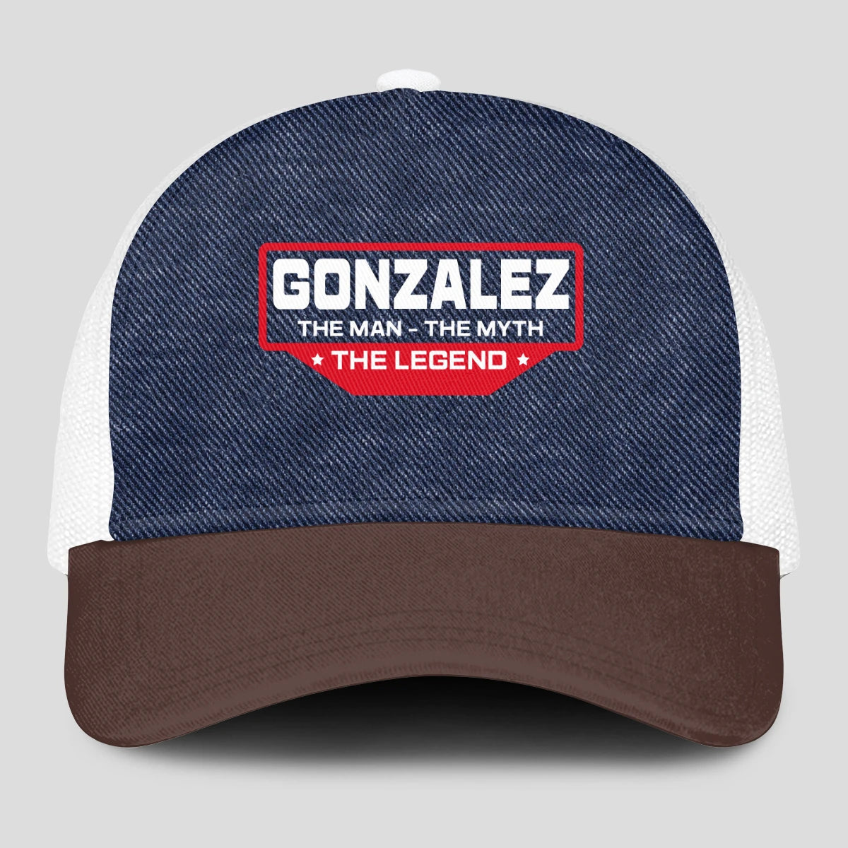 The Man The Myth The Legend Navy Brown And White Mesh Cap GONZALEZ 13K1 C200PF