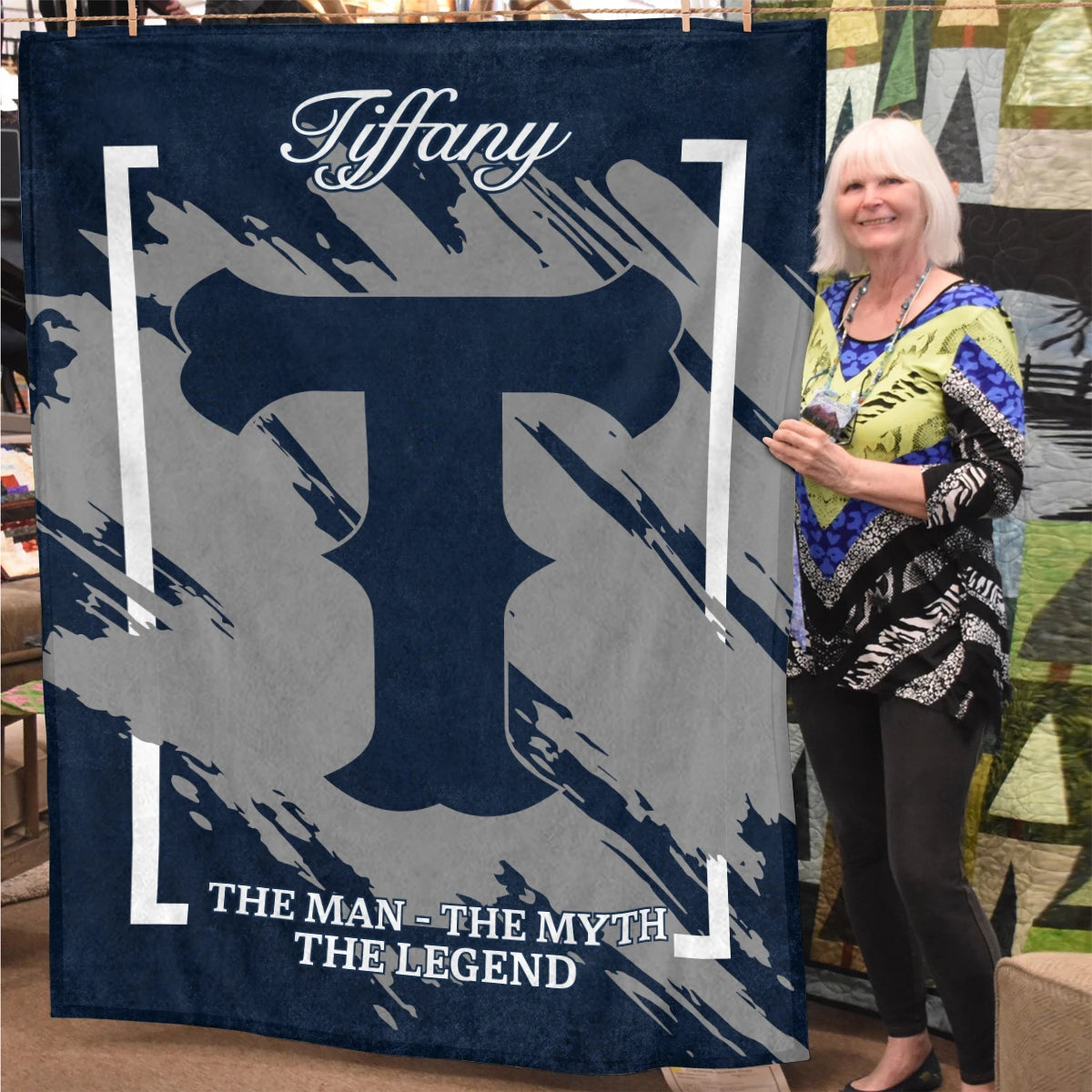 The Man The Myth The Legend Navy Baseball Fleece Blanket TIFFANY 13K1 BK17