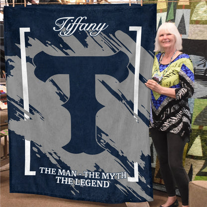 The Man The Myth The Legend Navy Baseball Fleece Blanket TIFFANY 13K1 BK17