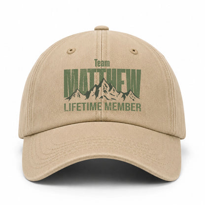 Team Your Name Lifetime Member Mountain Cap MATTHEW 13K1 C58PF