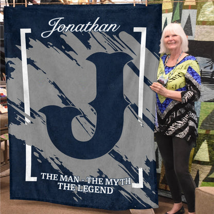 The Man The Myth The Legend Navy Baseball Fleece Blanket JONATHAN 13K1 BK17