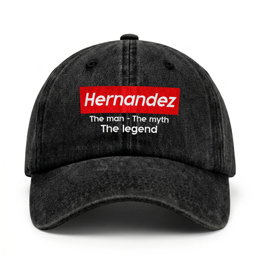 Your Name The Man The Myth The Legend Red Logo Washed Cap HERNANDEZ 13K1 C130PF