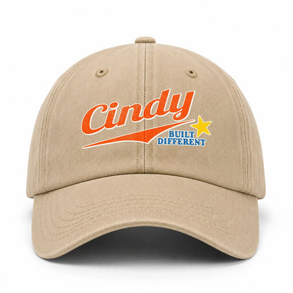 Your Name Built Different Logo Washed Cap CINDY 13K1 C56PF