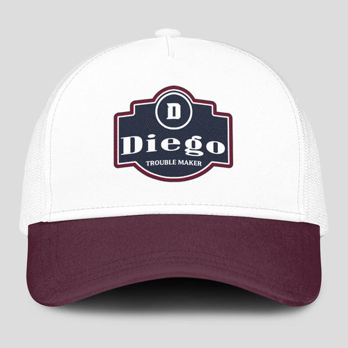 Trouble Maker Burgundy And White Funny Mesh Cap DIEGO 13K1 C201PF