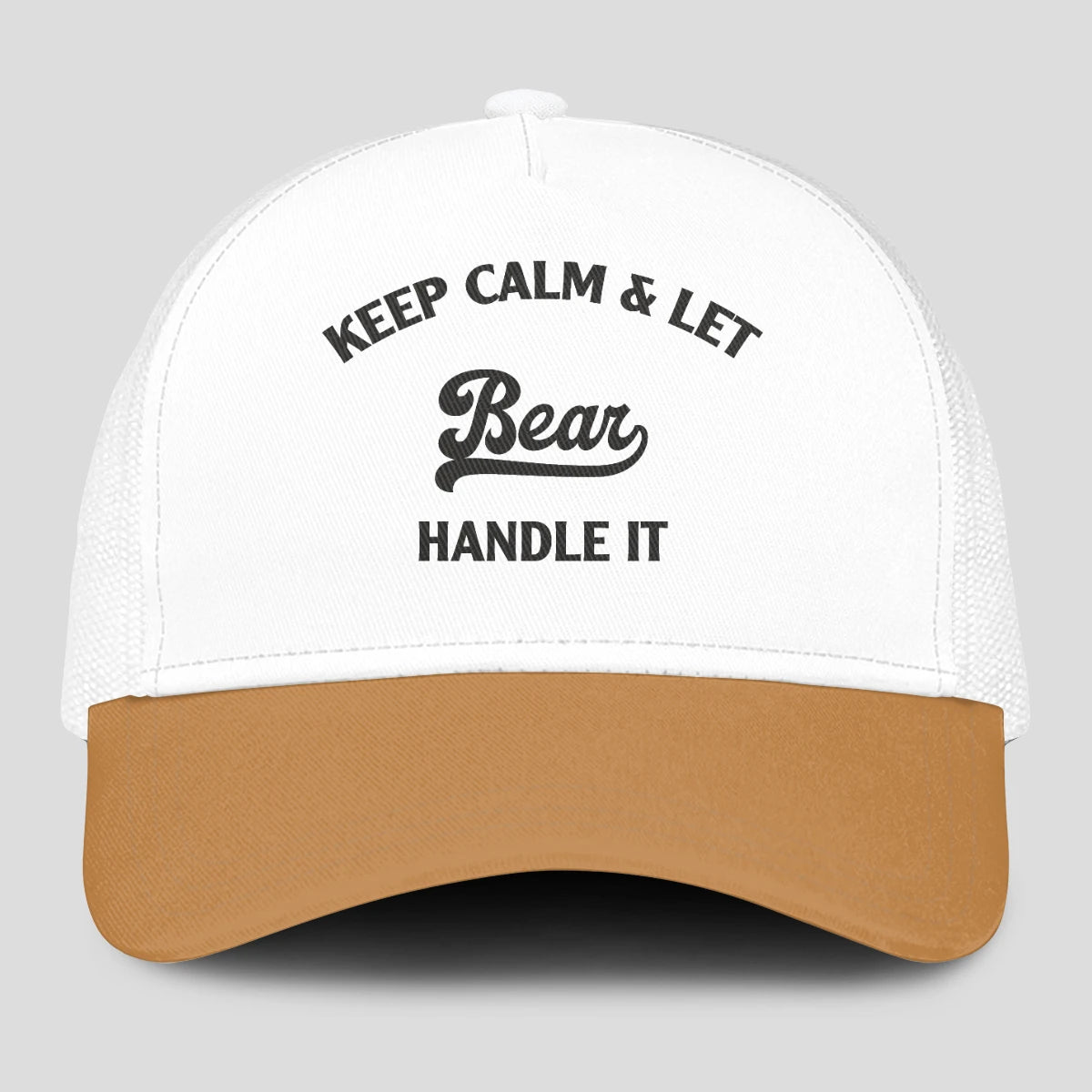 Keep Calm & Let Your Name Handle It Yellow And White Mesh Cap BEAR 13K1 C205PF