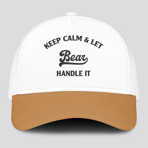 Keep Calm & Let Your Name Handle It Yellow And White Mesh Cap BEAR 13K1 C205PF