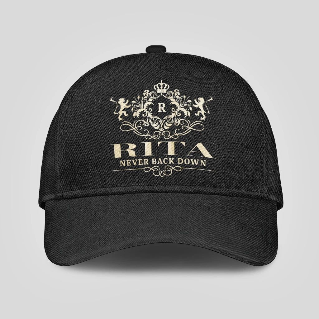 Never Back Down Royal Style Black Cap RITA 13K1 C179PF