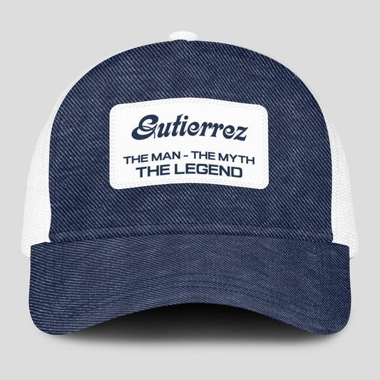The Man The Myth The Legend Blue Denim Mesh Cap GUTIERREZ 13K1 C194PF