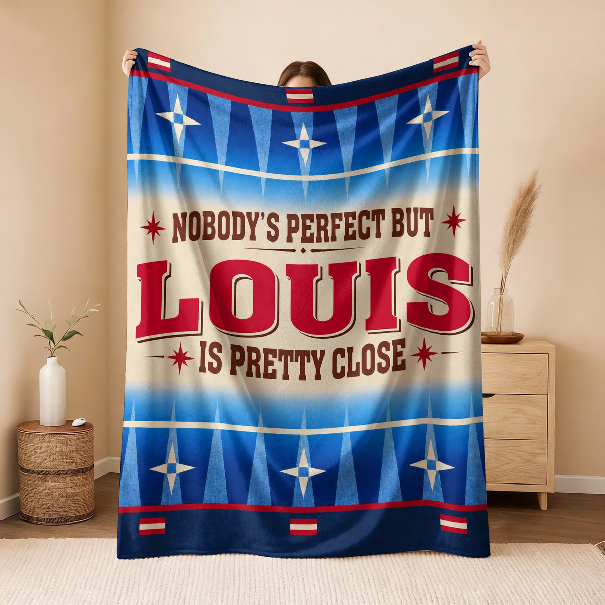 Nobody's Perfect But Your Name Is Close Native American Fleece Blanket LOUIS 13K1 BK57