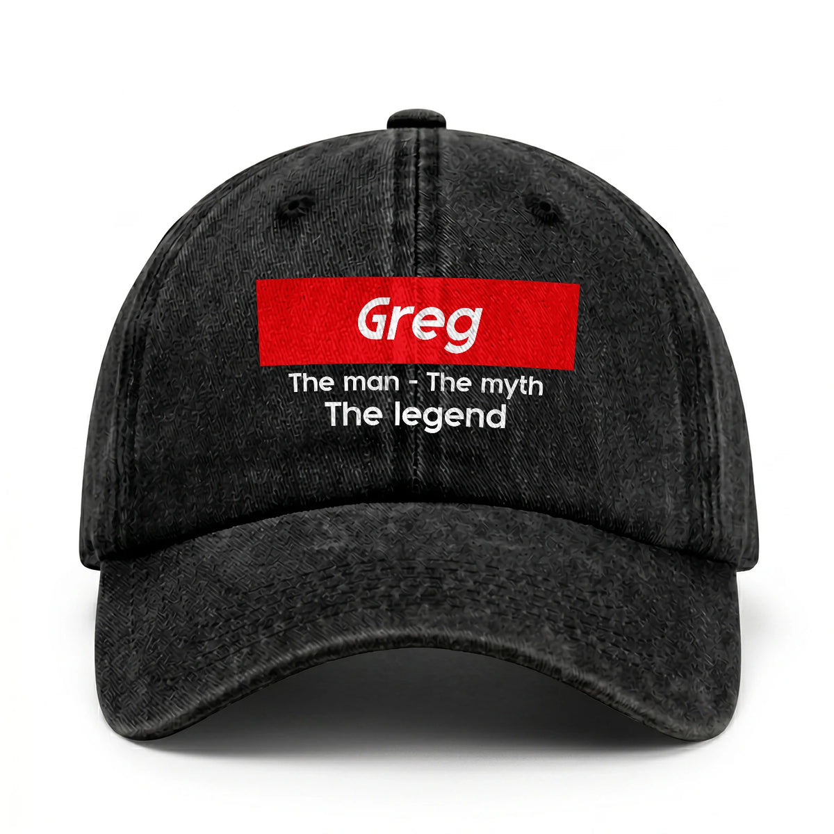 Your Name The Man The Myth The Legend Red Logo Washed Cap GREG 13K1 C130PF