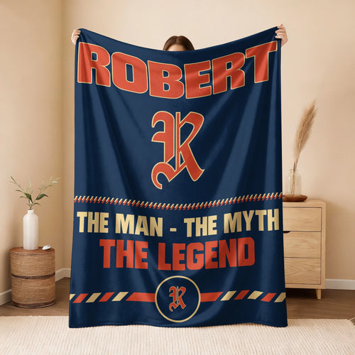 The Man The Myth The Legend Retro Fleece Blanket ROBERT 13K1 BK53