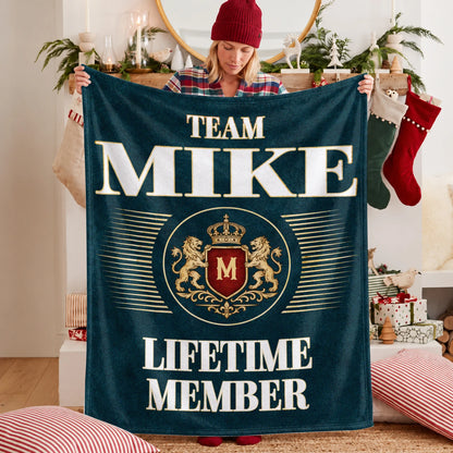 Team Your Name Lifetime Member Sage Green Fleece Blanket MIKE 13K1 BK42