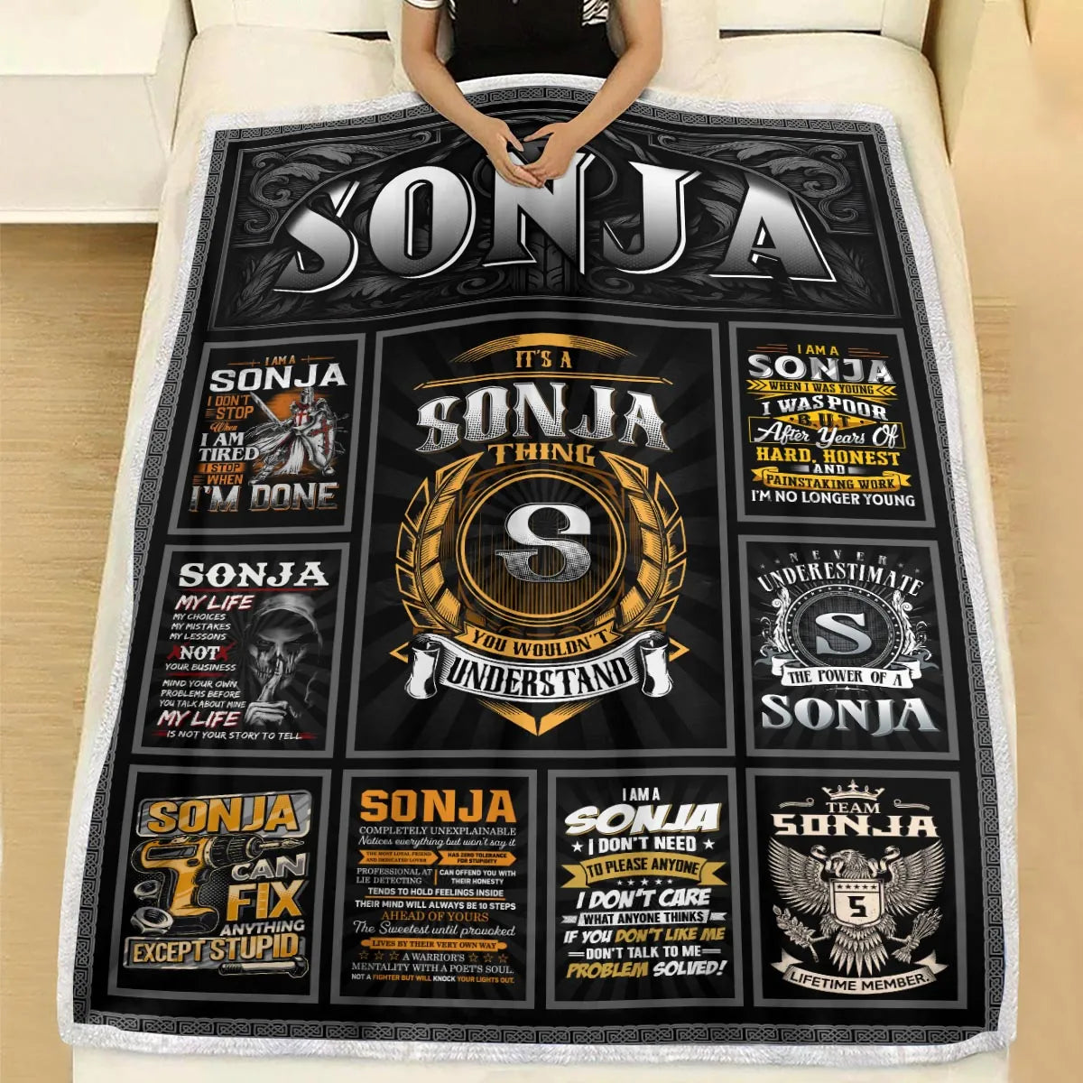 SONJA Personalized Blanket | Custom Name Cozy Throw Gift 13K3-BK2