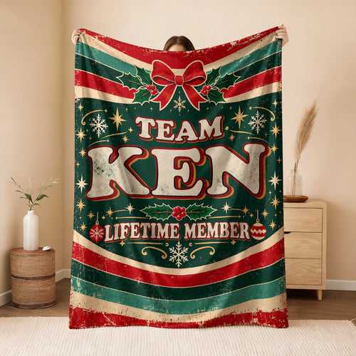 Team Your Name Lifetime Member Christmas Fleece Blanket KEN 13K1 BK52