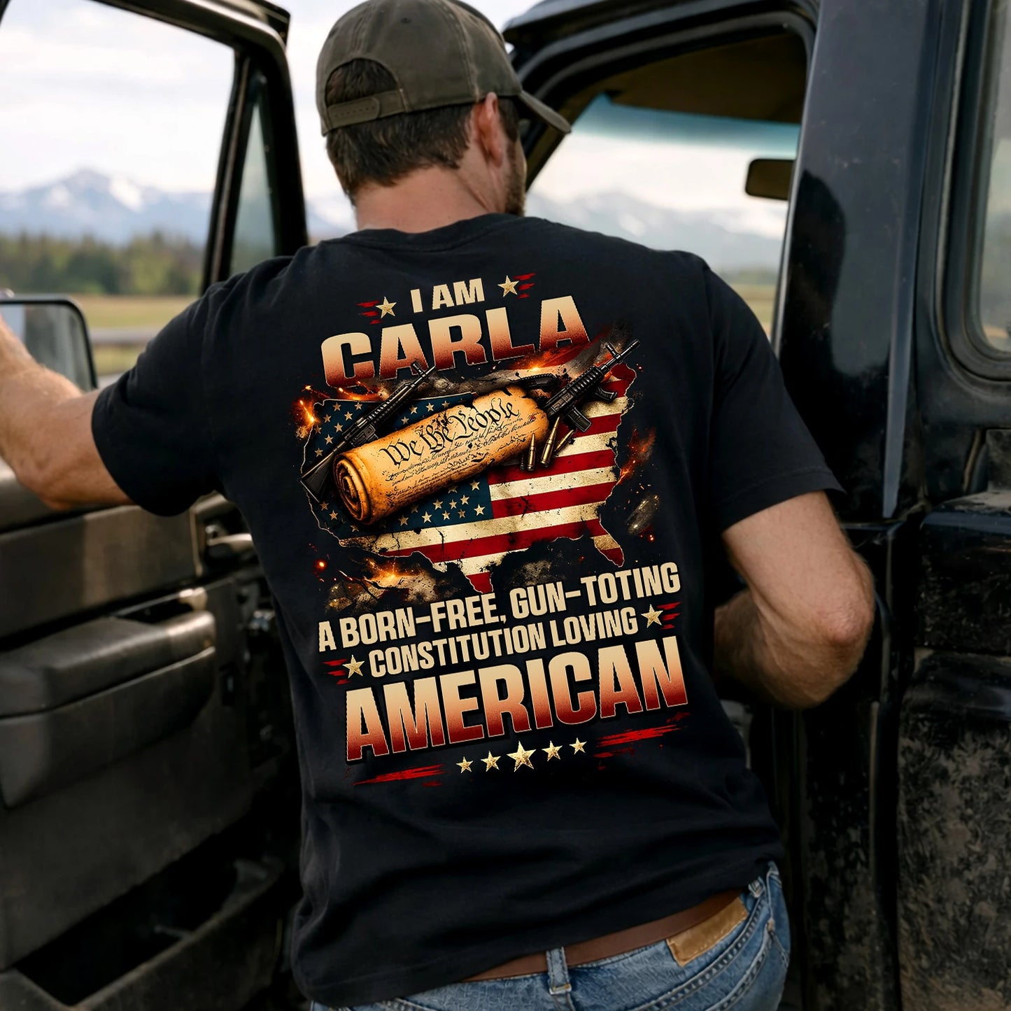 CARLA 13K1-525 Personalized " ... A Born-Free, Gun-Toting Constitution Loving American"
