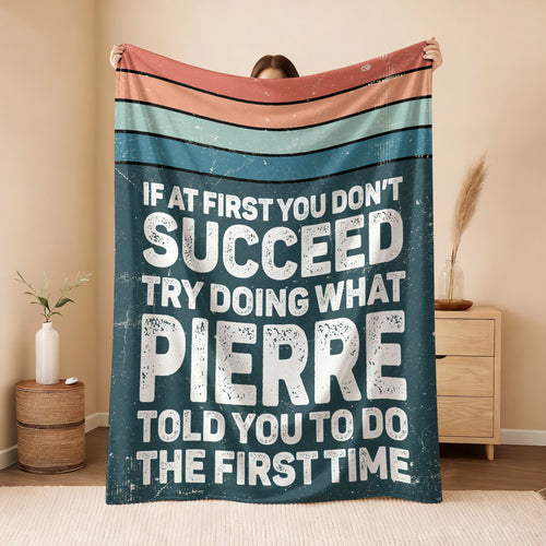 If At First You Don’t Succeed Retro Green Fleece Blanket PIERRE 13K1 BK29