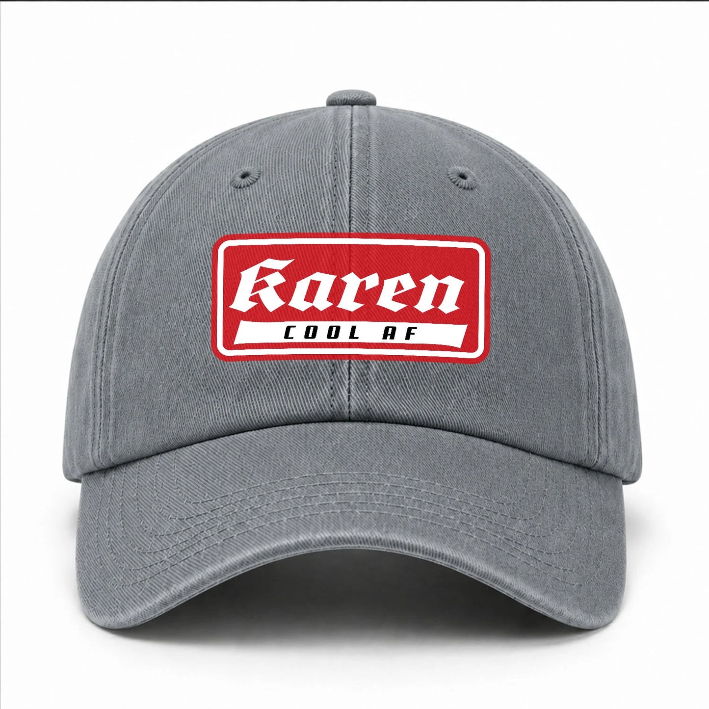 Your Name Cool Af Red Logo Funny Washed Cap KAREN 13K1 C79PF