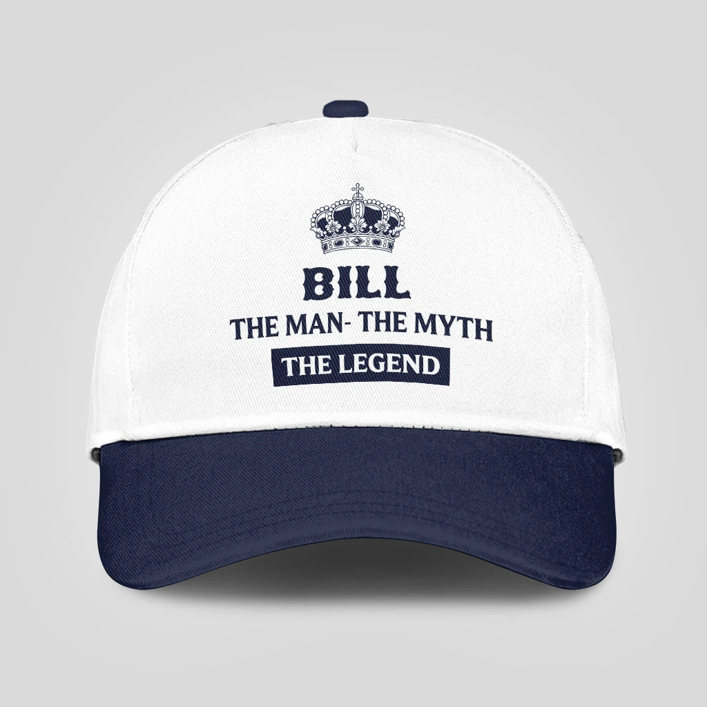 The Man The Myth The Legend King Crown Blue And White Cap BILL 13K1 C147PF