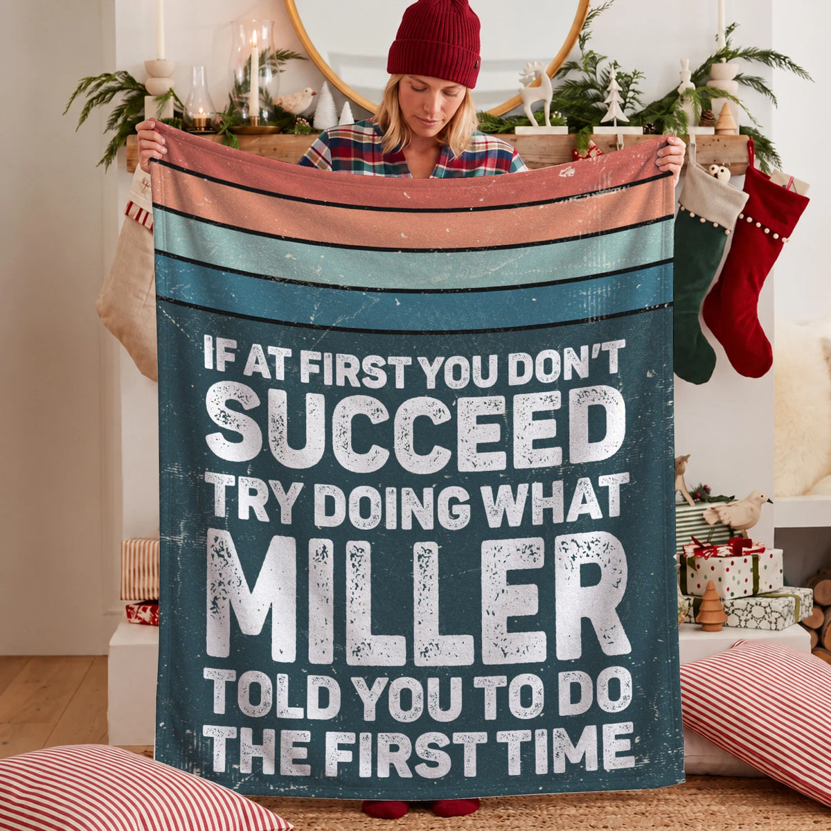 If At First You Don’t Succeed Retro Green Fleece Blanket MILLER 13K1 BK29
