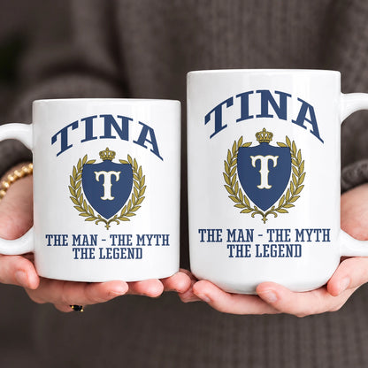 The Man The Myth The Legend Blue And Yellow Logo Mug TINA 13K1 MG24