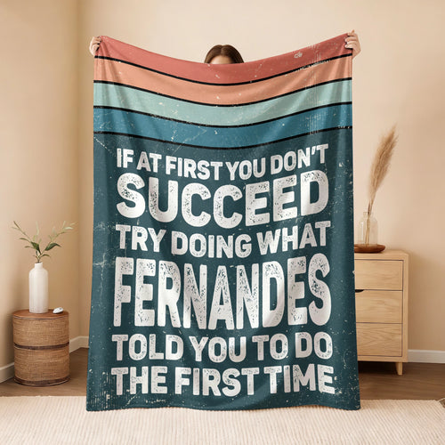 If At First You Don’t Succeed Retro Green Fleece Blanket FERNANDES 13K1 BK29