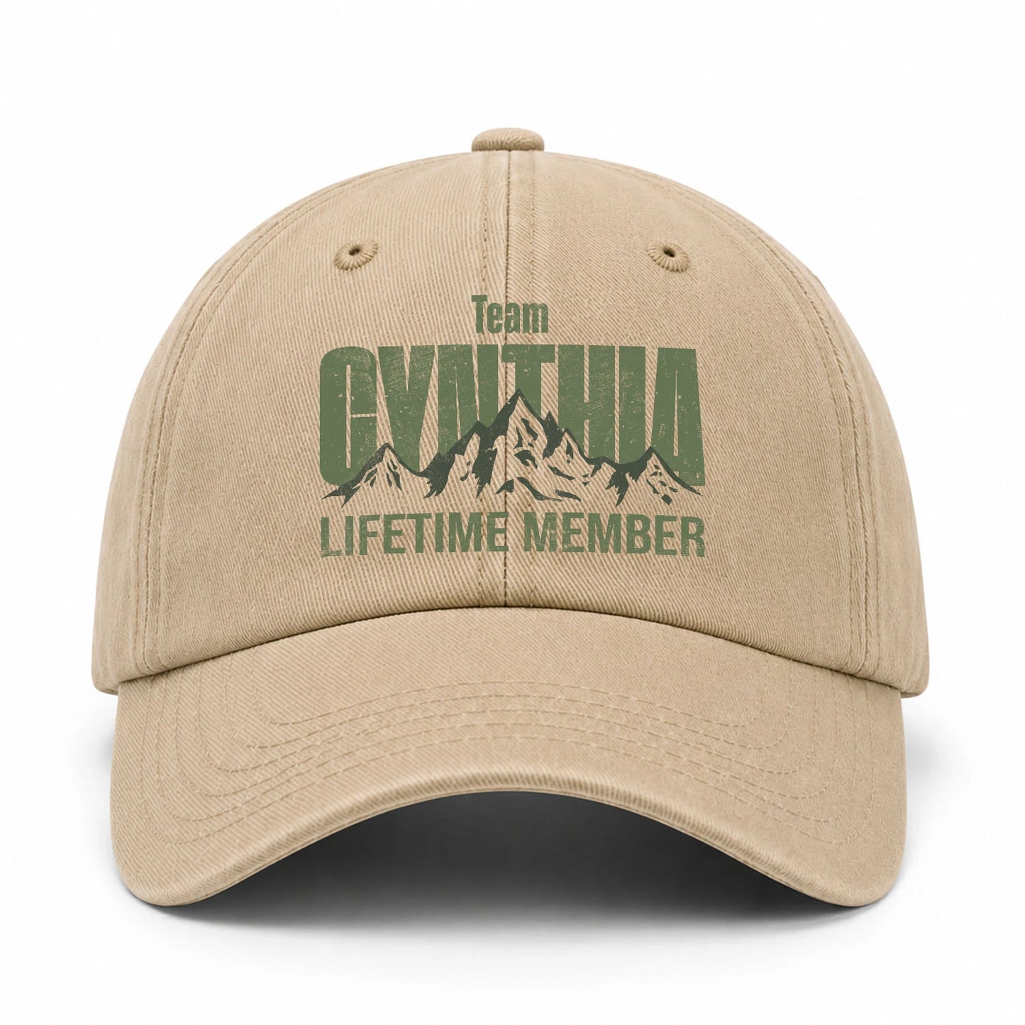 Team Your Name Lifetime Member Mountain Cap CYNTHIA 13K1 C58PF