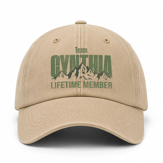 Team Your Name Lifetime Member Mountain Cap CYNTHIA 13K1 C58PF