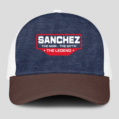 The Man The Myth The Legend Navy Brown And White Mesh Cap SANCHEZ 13K1 C200PF