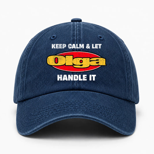 Keep Calm & Let Your Name Handle It Yellow And Red Logo Washed Cap OLGA 13K1 C172PF