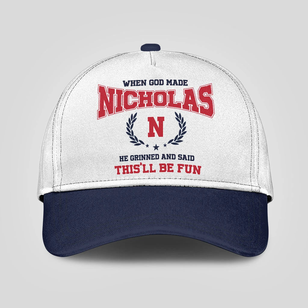 When God Made Your Name He Grinned And Said This'll Be Fun Blue Cap NICHOLAS 13K1 C57PF