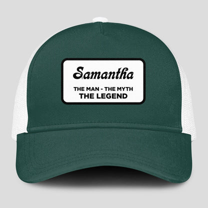 The Man The Myth The Legend Green And White Mesh Cap SAMANTHA 13K1 C198PF