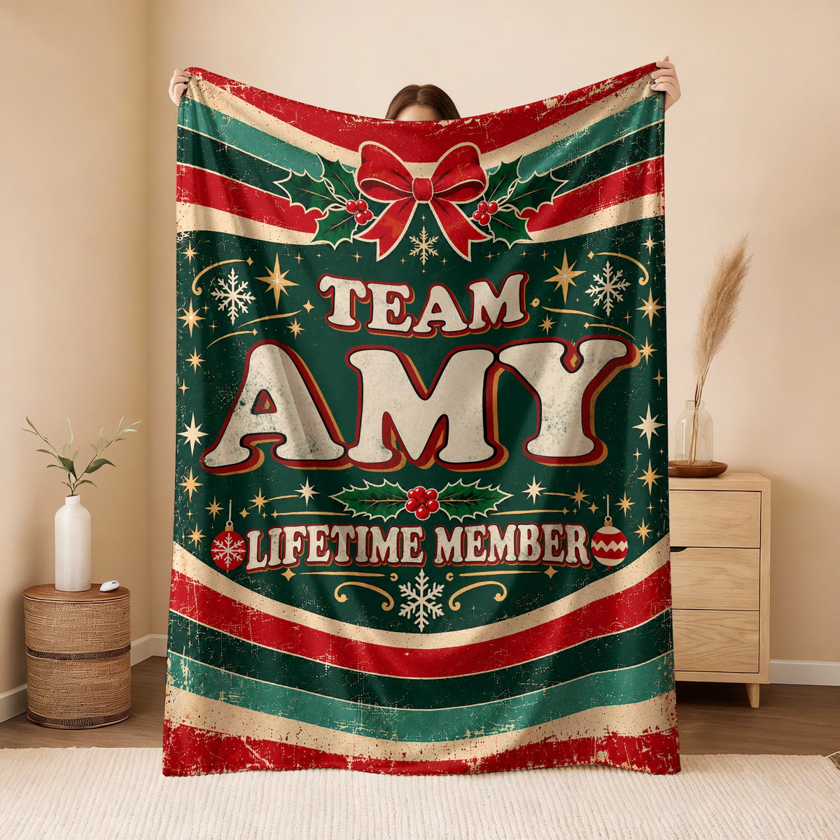 Team Your Name Lifetime Member Christmas Fleece Blanket AMY 13K1 BK52
