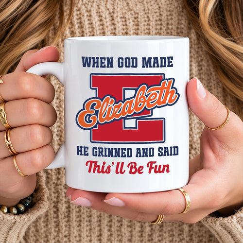When God Made Your Name Personalized Baseball Mug ELIZABETH 13K1 MG07