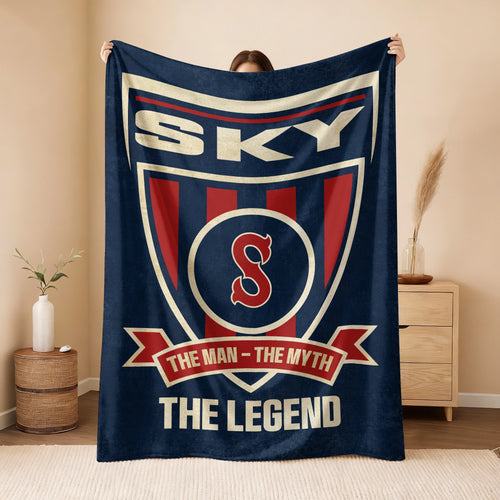 The Man The Myth The Legend Blue Burgundy Baseball Blanket SKY 13K1 BK18
