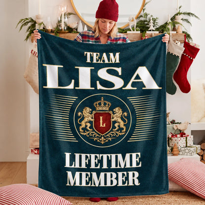Team Your Name Lifetime Member Sage Green Fleece Blanket LISA 13K1 BK42