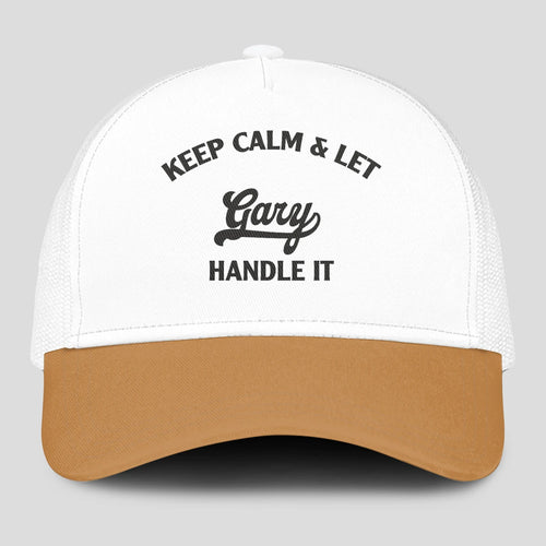 Keep Calm & Let Your Name Handle It Yellow And White Mesh Cap GARY 13K1 C205PF