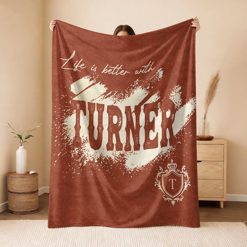 Life Is Better With Your Name Terracotta Cream Fleece Blanket TURNER 13K1 BK30