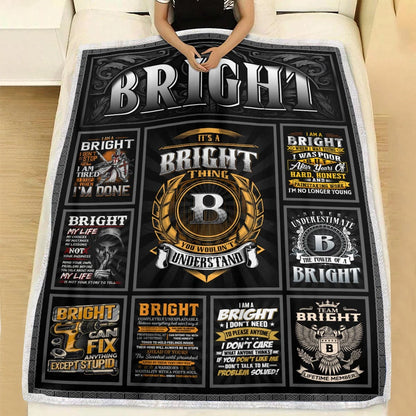 BRIGHT Personalized Blanket | Custom Name Cozy Throw Gift 13K5-BK2