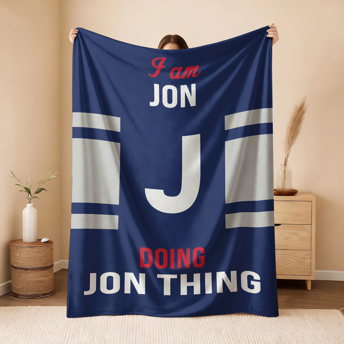 I'm Name Doing Name Things Navy Fleece Blanket JON 13K1 BK51