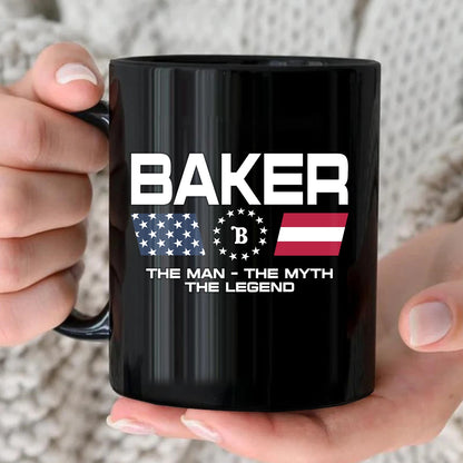 The Man The Myth The Legend Us Flag Mug BAKER 13K1 MG23