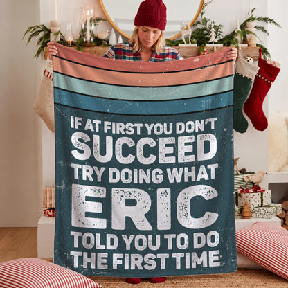 If At First You Don’t Succeed Retro Green Fleece Blanket ERIC 13K1 BK29